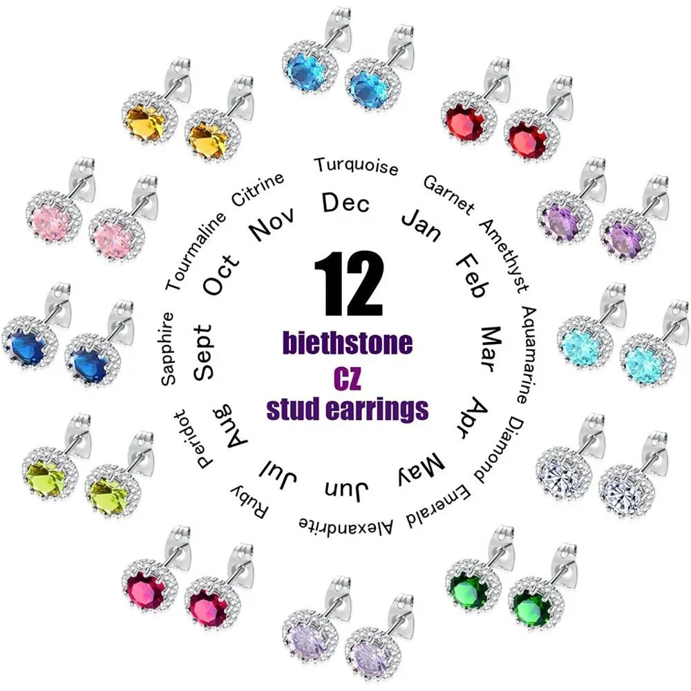 New Pink Tourmaline/October  Birthstone Stud Earrings Set, Copper Plated… - Picture 3 of 7